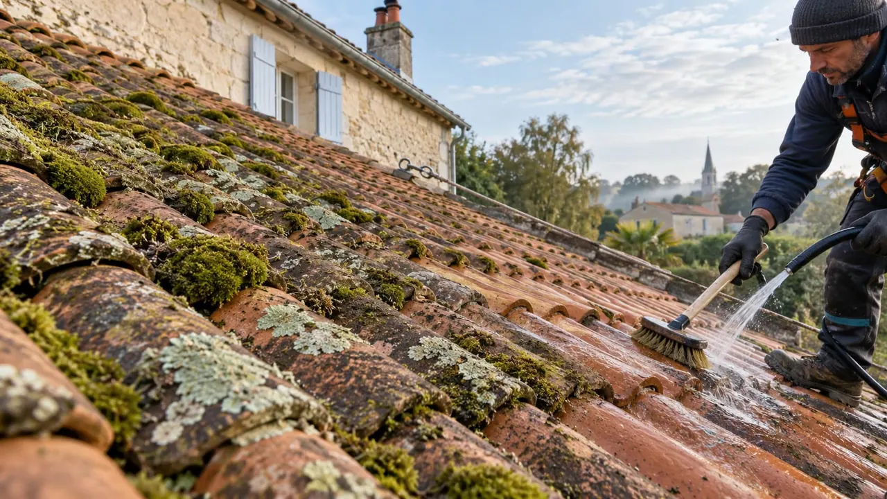 Toiture en tuiles d'une maison vendéenne
